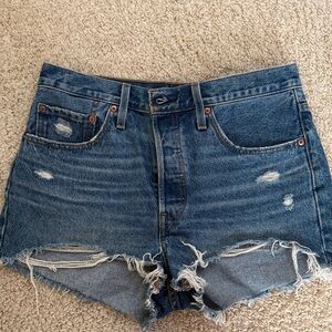 Levi’s High-Rise Distressed Denim Cutoff Shorts
